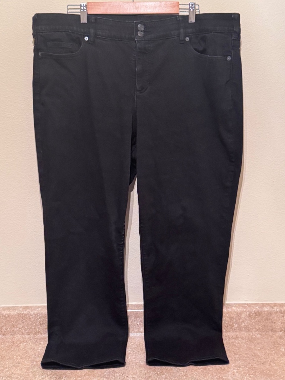 LANDS END Women's Plus Size Mid-Rise Straight Jeans - 22W - Black